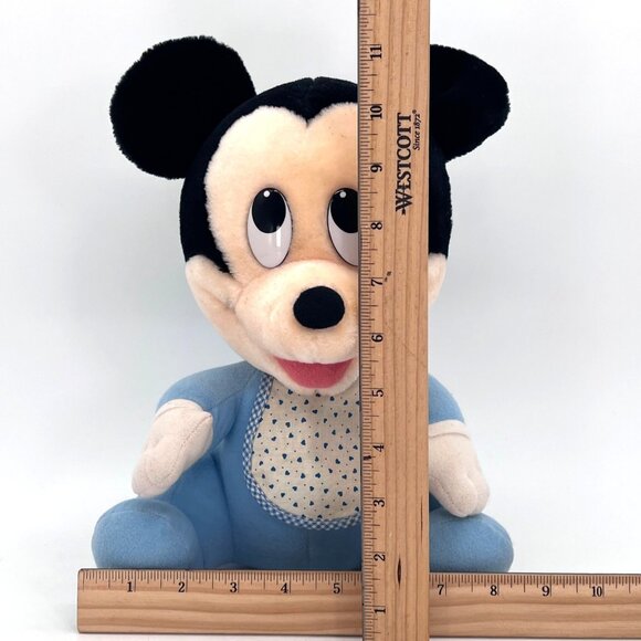 Disney Baby Mickey Mouse Plush Doll In Blue Sleepwear With Bib - Picture 13 of 15